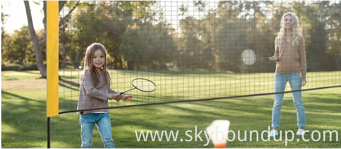 Badminton Pickleball Net - Height Adjustable Portable Net for Junior Tennis, Kids Volleyball & Soccer, and Backyard Games - Easy